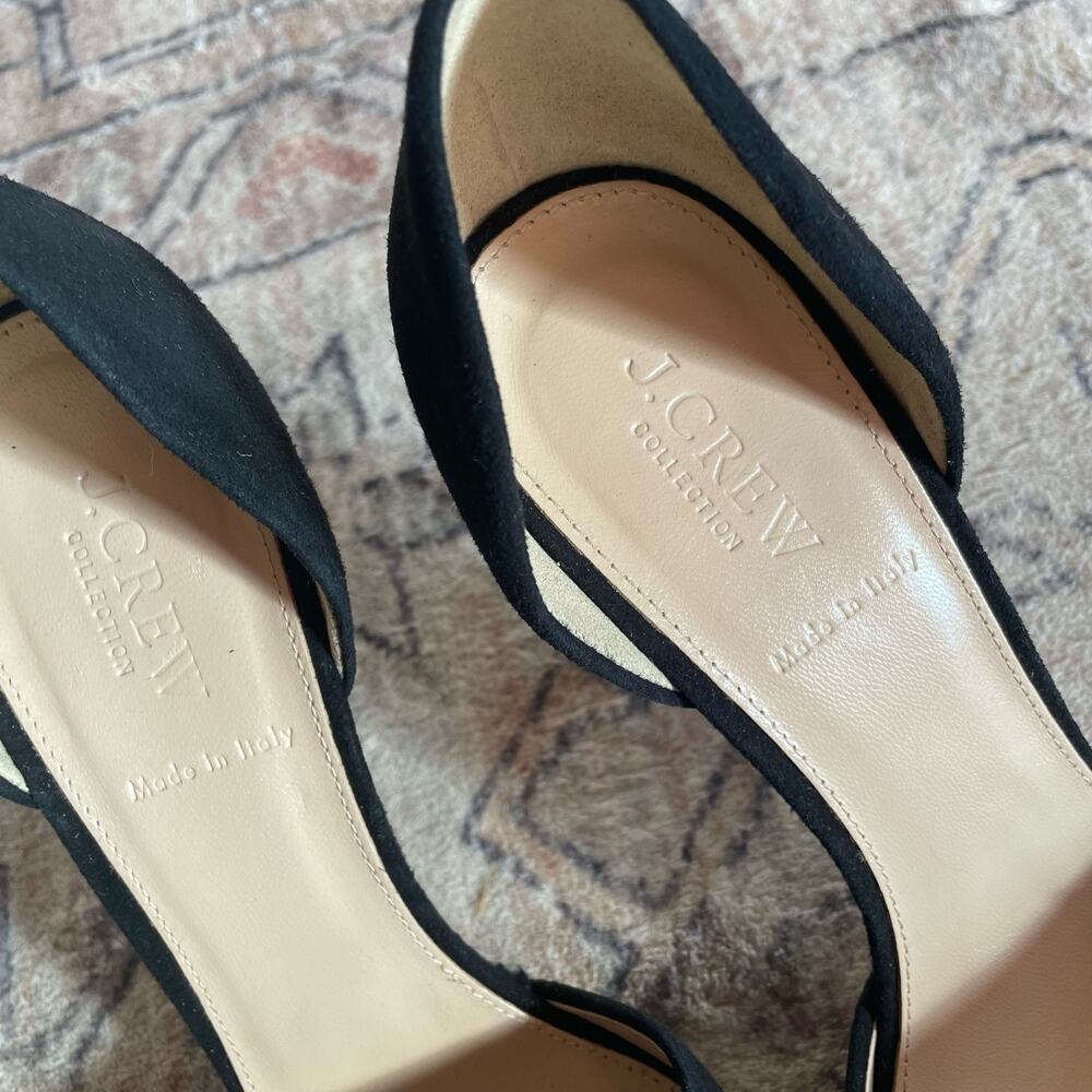 J. Crew Collection SZ 10 Elsie Floral Sequin D'Orsay Pumps Black Suede Heels EUC - Picture 6 of 10